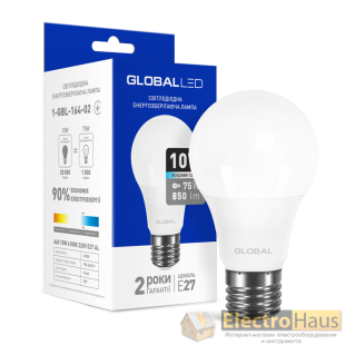 LED лампа GLOBAL A60 10W яркий свет 220V E27 (1-GBL-164-02)